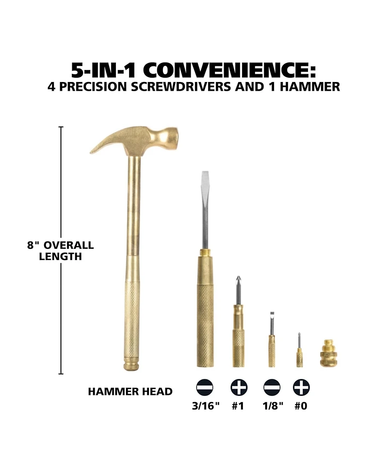 Xdovet 5-in-1 Multifunctional Hammer Chrome Plated and Rust Resistant