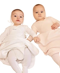 NoggiWear Baby ( 1M to 12M ) Lil Love Embroidered Wrap Footie and Bonnet