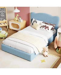 gaomon Upholstered Full Size Bed Frame for Kids with 2 Drawers, Velvet Twin Bed for Girls, Boys, Sturdy Platform Bed, No Box Spring Needed, Noise Free