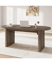gaomon Oval Dining Table for 4-8, Double Pedestal Wood Base, Modern Farmhouse