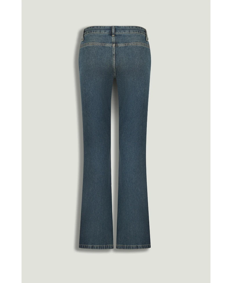 Nocturne Women's Belted Denim Flare Trousers