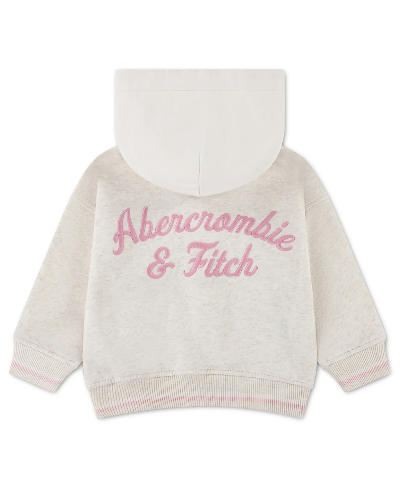abercrombie kids Toddler Girls' 2T-5T Logo Varsity Fleece Bomber Jacket