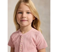 Polo Ralph Lauren Girls' 2T-6X Floral-Skirt Pointelle-Knit Cotton Dress