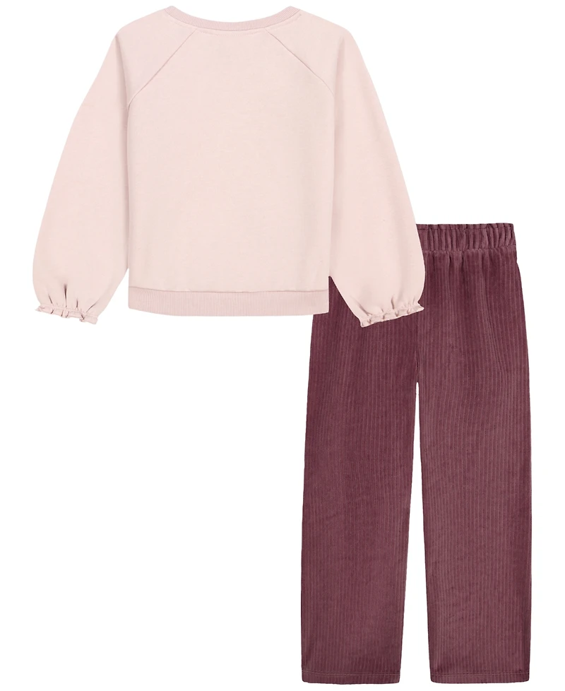 Kids Headquarters Toddler Girls' 2T-4T Long-Sleeve Top and Pants, 2-Piece Set