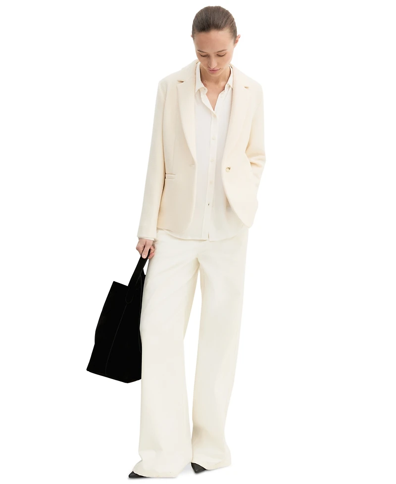 Emme Marella Women's Stretch Basketweave Notch Lapel Collar Fitted Jacket