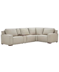 Aspen 2PM 5-Piece Leather Sectional Sofa Set (Laf Recliner, Raf Armless Chair, Console, Corner), Macy's Exclusive