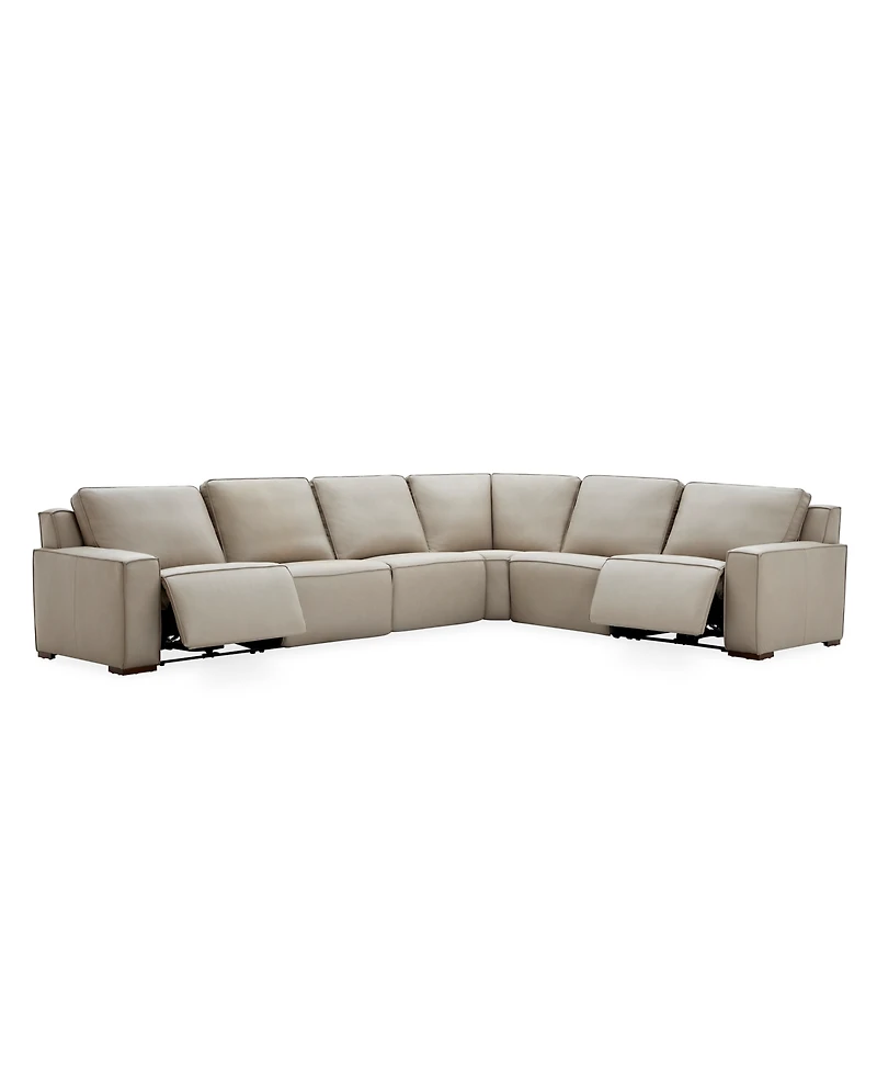 Aspen 2 Pm 6-Piece Leather Sectional Sofa Set (Laf Recliner, Raf Armless Chair, Corner), Macy's Exclusive