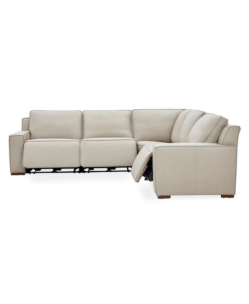 Aspen 3PM 5-Piece Leather Sectional Sofa Set (Laf Recliner, Raf 2 Armless Corner), Macy's Exclusive
