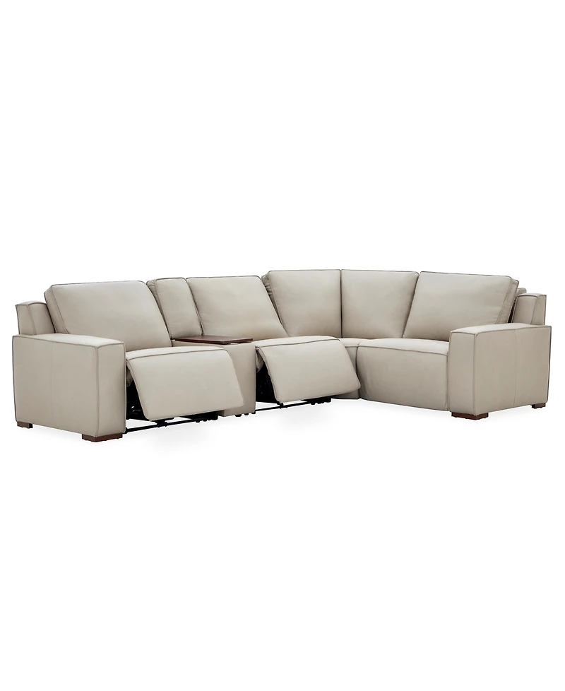 Aspen 3PM 5-Piece Leather Sectional Sofa Set (Laf Recliner, Raf Armless Console, Corner), Macy's Exclusive