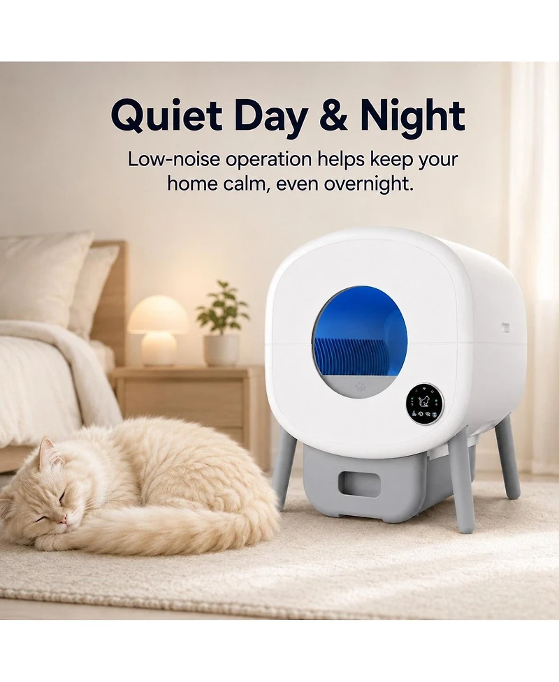 Cumrige Self-Cleaning Cat Litter Box Automatic Cat Litter Box Large Capacity Automatic Cat Litter Box App Control And Safety Protection