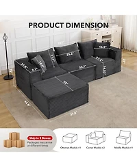 gaomon Cloud Sectional Couch with Chaise, Modular L-Shaped Sofa, Deep Seat Comfy Corduroy Memory Foam Couch,Upholstered Couches for Apartments