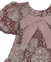 Bonnie Baby Girls' Short-Sleeve Jacquard with Bow Dress