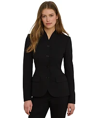 Lauren Ralph Women's Stretch Lightweight Curved Stand Collar Blazer