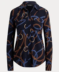 Lauren Ralph Women's Belting-Print Stretch Jersey Shirt