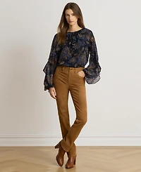Lauren Ralph Women's Ruffle-Trim Long-Sleeve Blouse