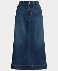 Lauren Ralph Women's A-Line High-Waisted Midi Denim Skirt