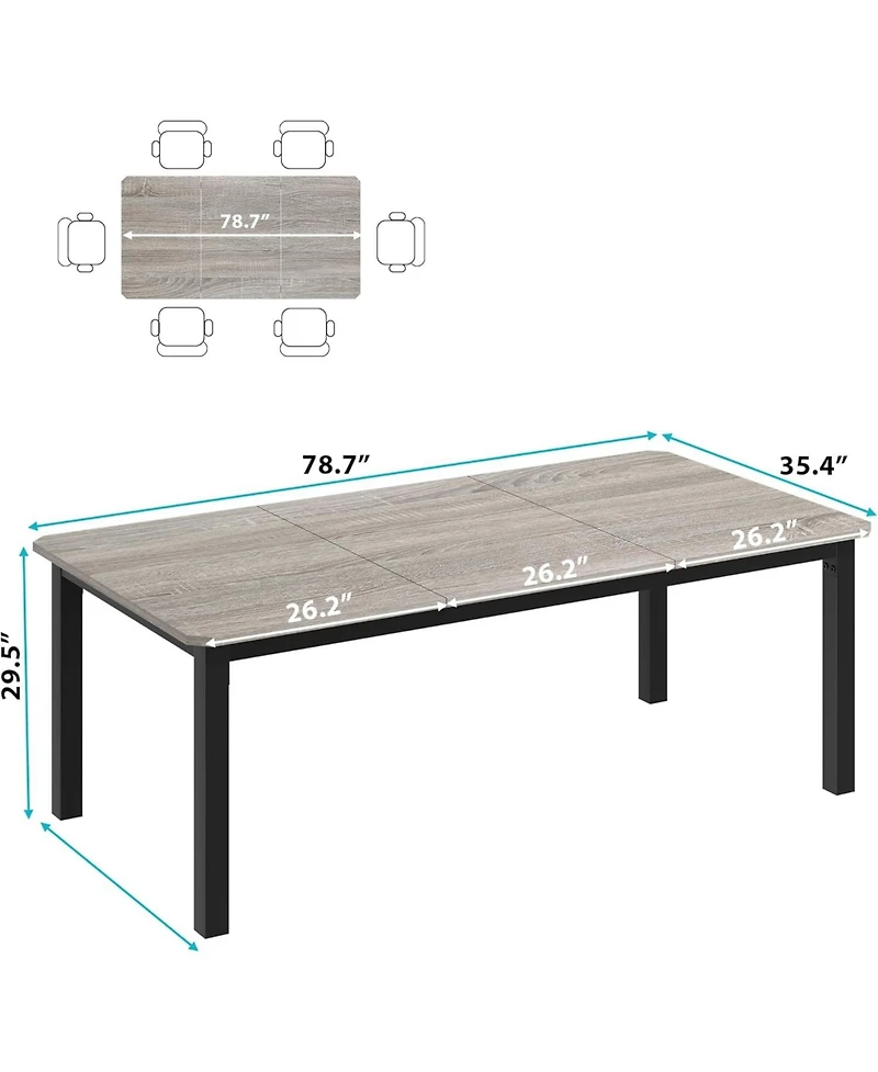 gaomon Large Dining Table, Industrial Kitchen Table with Spacious Top for Home Office or Dining Room