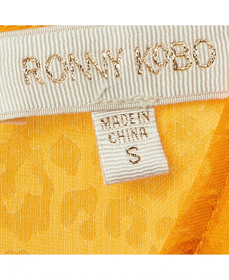 Pre-Owned Ronny Kobo Women's Marigold Satin Jacquard Asymmetrical Midi Dress