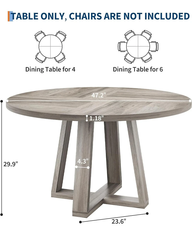 gaomon 47" Round Dining Table for Kitchen or Dining Room, Wooden Table Only