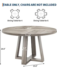 gaomon 47" Round Dining Table for Kitchen or Dining Room, Wooden Table Only