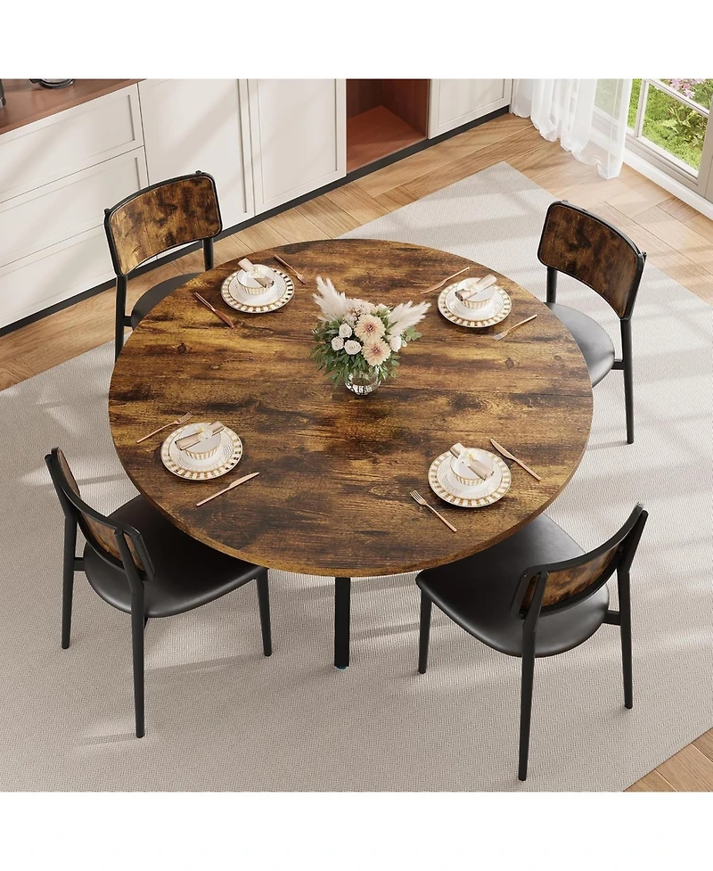 gaomon Round Dining Table for 4, Farmhouse Table with Storage Shelf