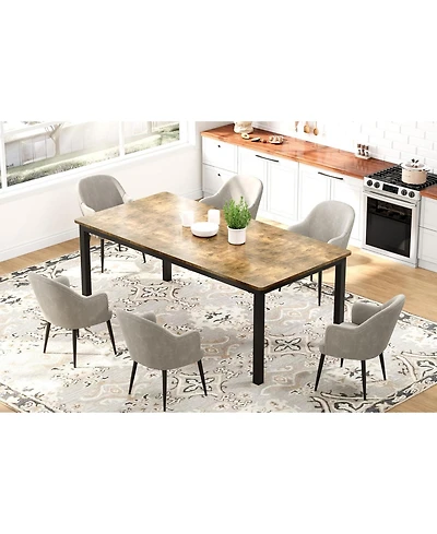 gaomon 70.8" Industrial Dining Table for 6-8 with Metal Legs and Load Bars