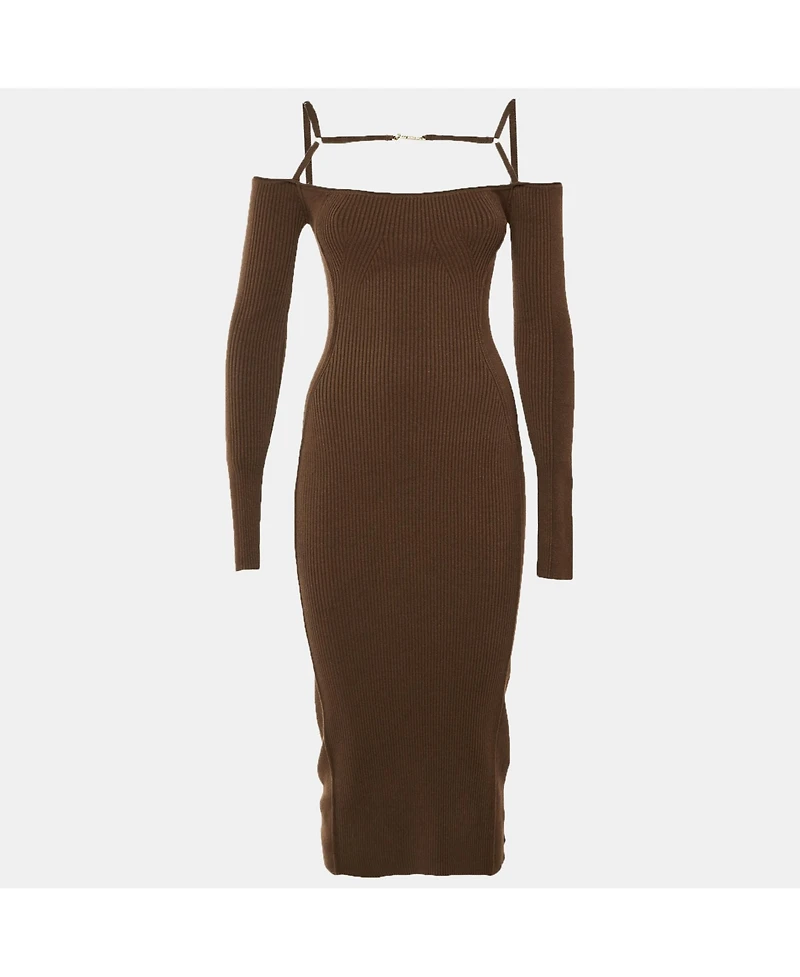 Pre-Owned Jacquemus Women's Jersey Knit Cut Out Detail La Robe Sierra Midi Dress