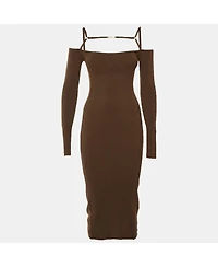 Pre-Owned Jacquemus Women's Jersey Knit Cut Out Detail La Robe Sierra Midi Dress