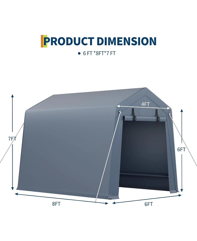 gaomon Outdoor Storage Shed, Portable Carport, Heavy Duty Waterproof Tarp with Roll-Up Zipper Door and Ventilated Windows