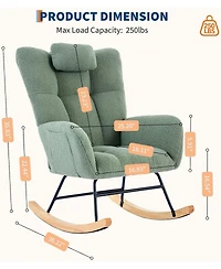 gaomon Nursery Rocking Chair with High Back and Cushion, Compact Glider for Bedroom