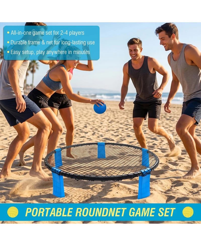 Zeny Outdoor Roundnet Game Set, Portable Beach Ball with 2 Balls, Sturdy Playing Net and Carry Bag, Classic Family Entertainment for