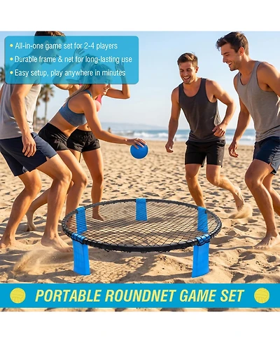 Zeny Outdoor Roundnet Game Set, Portable Beach Ball with 2 Balls, Sturdy Playing Net and Carry Bag, Classic Family Entertainment for