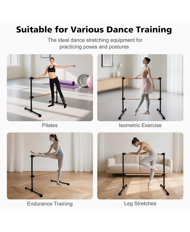 Zeny Solid Wood Ballet Barre With Adjustable Range For Dance Practice