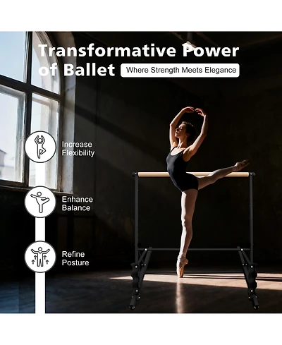 Zeny Solid Wood Ballet Barre With Adjustable Range For Dance Practice