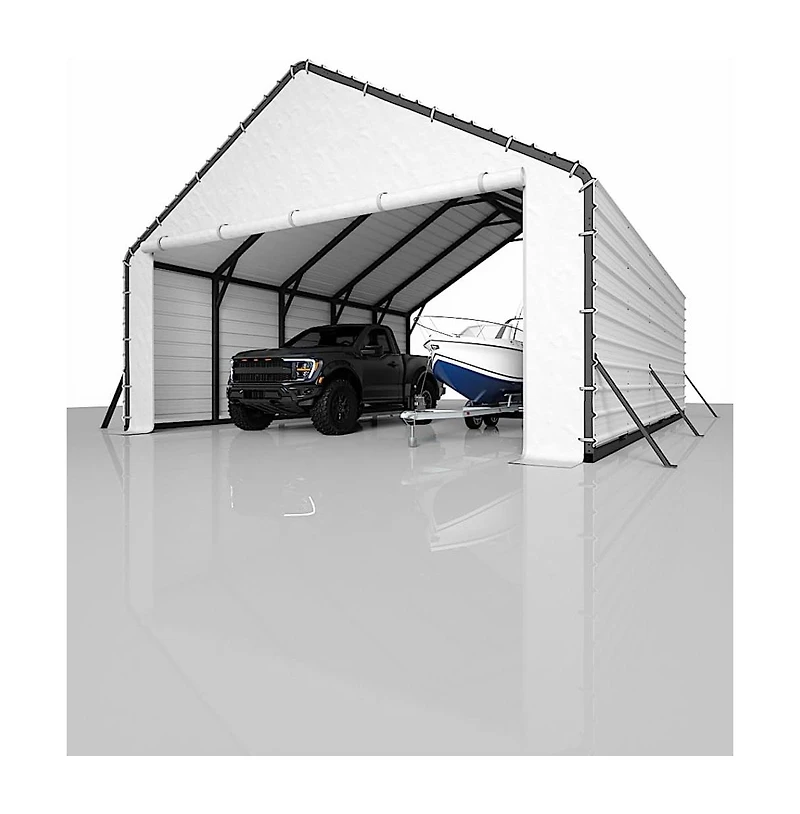gaomon Door Panels with Zippers Tarp for Metal Carport, 2 Pcs Door Panel with 40 Ball Bungees