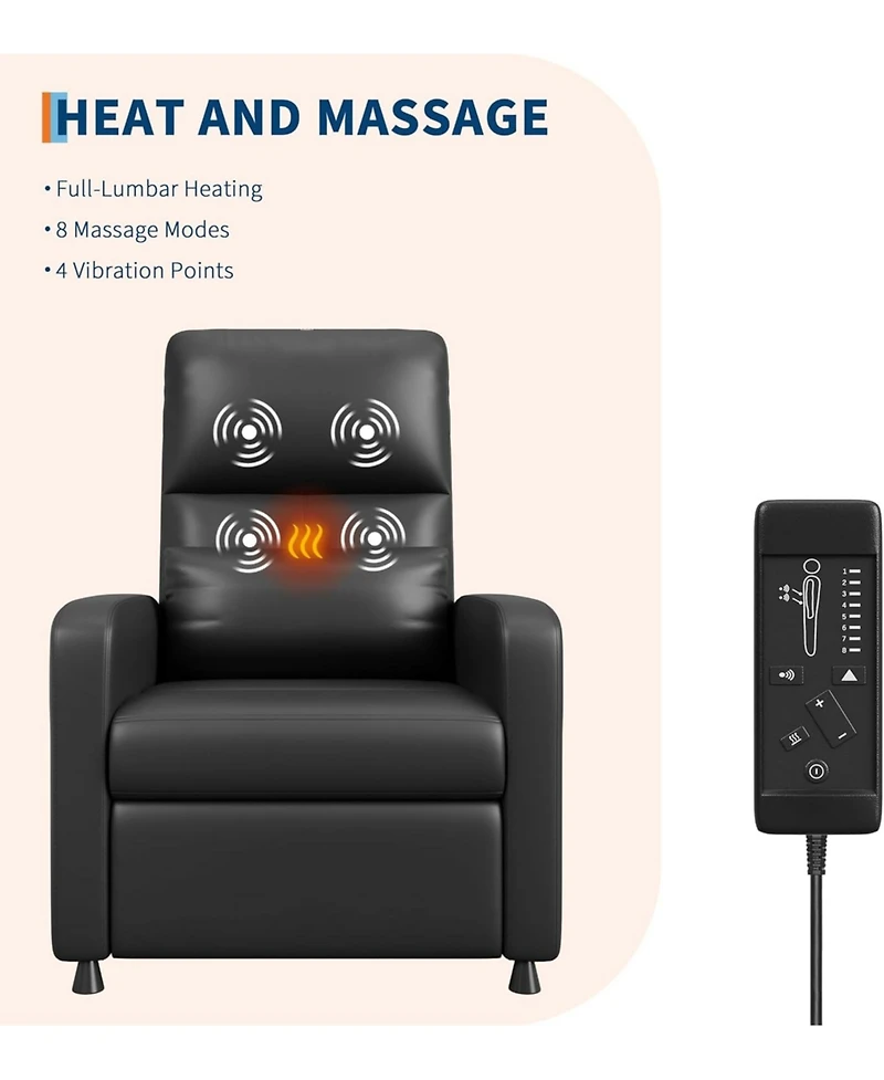 gaomon Power Recliner Chair with Massage and Heat, Overstuffed Tall Back Electric Recliner with Padded Seat, Usb Port, and Dual Side Pockets