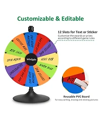 WinSpin 24" Diy Modular Prize Wheel 12 Slots Heavy Duty Dual Use Adjustable Tabletop or Floor Stand Trade Show