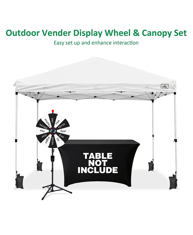 WinSpin Modular Prize Wheel and 10x10ft Pop Up Canopy w/ 12PCS Replacement Panels
