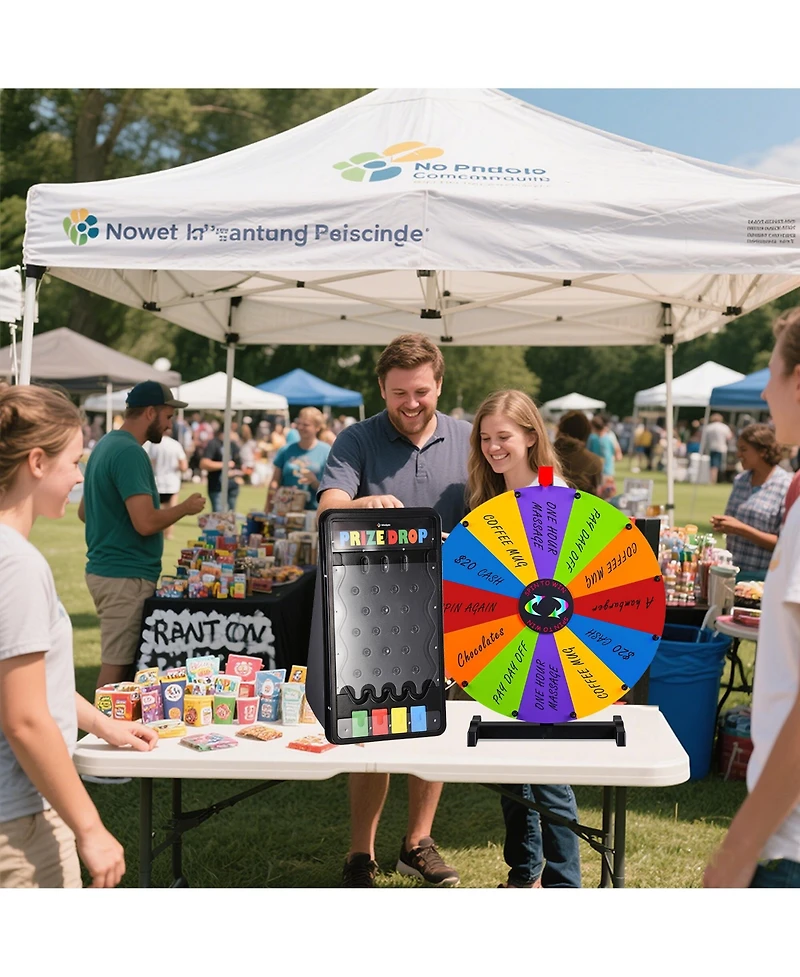 WinSpin 24" Modular Prize Wheel Tabletop and Mini Prize Drop Board Game Kit Party Tradeshow Carnival Outdoor activity