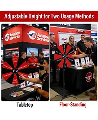 WinSpin 24" Pop Up Displays Spinning Prize Wheel Black and Red Adjustable Height Diy Modular Spin Doodle Game for Events