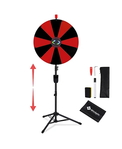 WinSpin 24" Pop Up Displays Spinning Prize Wheel Black and Red Adjustable Height Diy Modular Spin Doodle Game for Events