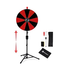 WinSpin 24" Pop Up Displays Spinning Prize Wheel Black and Red Adjustable Height Diy Modular Spin Doodle Game for Events