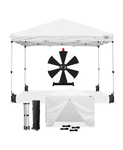 WinSpin Modular Prize Wheel and 10x10ft Pop Up Tent 4 Sidewalls 12 Backup Panels