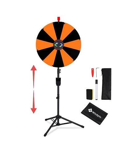 WinSpin 24" Display Prize Wheel Black and Diy Tripod 12 Slot Modular Custom Spinning Wheel for Pop Up Trade Show