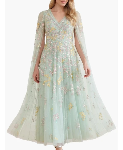Needle & Thread Women's Versailles Ditsy V-Neck Cape Maxi Gown