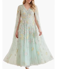 Needle & Thread Women's Versailles Ditsy V-Neck Cape Maxi Gown