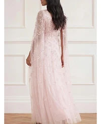 Needle & Thread Women's Freesia Shimmer Cape Sleeve Ankle Gown