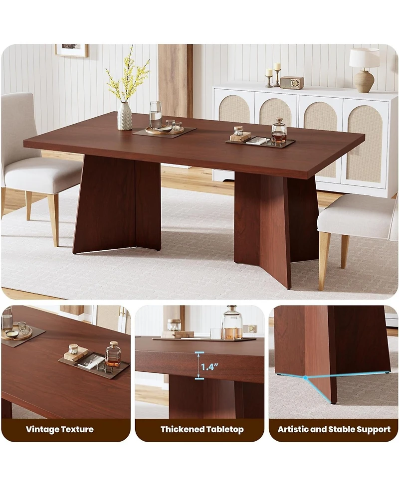 gaomon Dining Table for 6-8, Modern Long Kitchen Table with Large Top & Heavy-Duty Pedestal Legs
