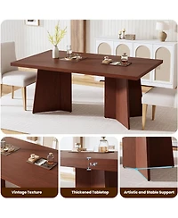 gaomon Dining Table for 6-8, Modern Long Kitchen Table with Large Top & Heavy-Duty Pedestal Legs