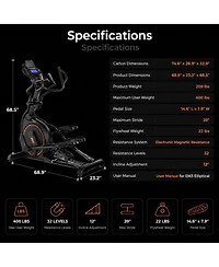 Fed Fitness EM3 Ultra Commercial Grade Front Drive Elliptical Machine 12 Degree Incline 32 Resistance Levels Heavy Duty for Home and Gym